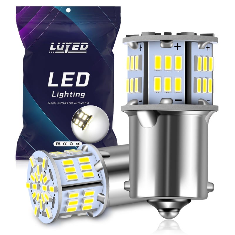 LUYED 1156 LED Reverse Light Bulb,1141 1003 7506 BA15S Bulbs,Super Bright Low Power for Truck Car Tail Lights Rv Lights,White,Pack of 2 - Image 1